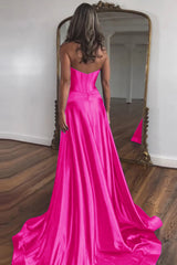 Elegant Blue Sweetheart Corset Prom Dress with A-Line Skirt and Front Split