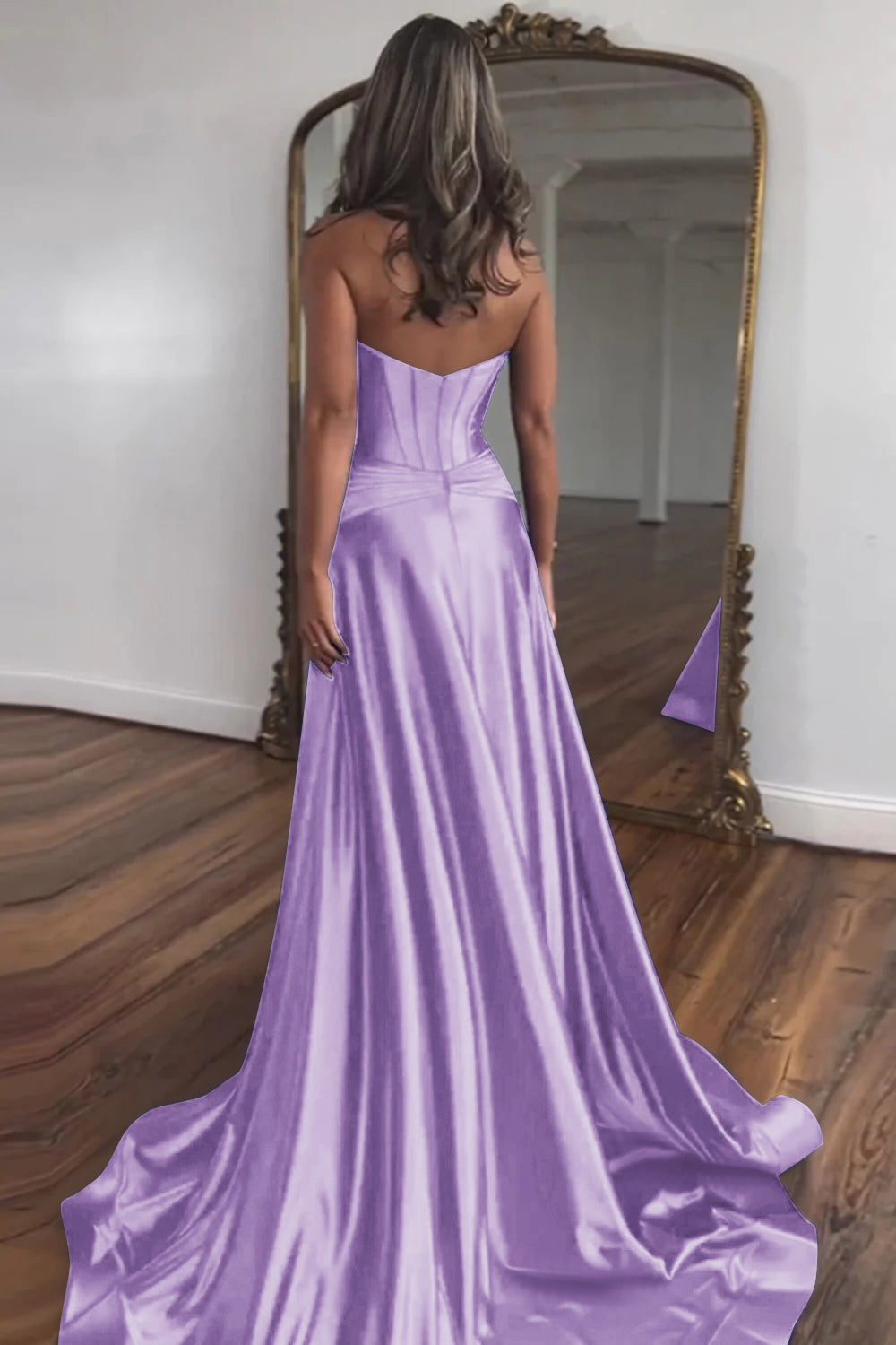 Elegant Blue Sweetheart Corset Prom Dress with A-Line Skirt and Front Split