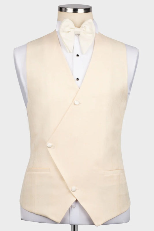 Elegant Champagne Notched Lapel Three-Piece Groom's Wedding Suit