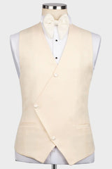 Elegant Champagne Notched Lapel Three-Piece Groom's Wedding Suit