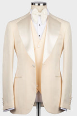 Elegant Champagne Notched Lapel Three-Piece Groom's Wedding Suit