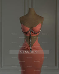 Elegant Column Chiffon Strapless Sleeveless Prom Dress With Appliques