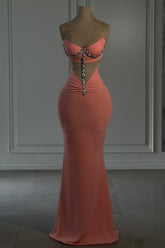 Elegant Column Chiffon Strapless Sleeveless Prom Dress With Appliques