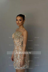 Elegant Column Lace Sleeveless Short Homecoming Dress With Appliques