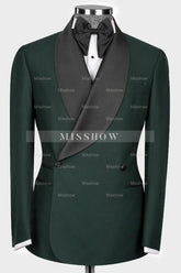 Elegant Dark Green Shawl Lapel Double-Breasted Suit