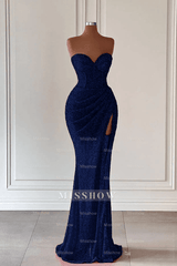 Elegant Floor Length Sweetheart Sleeveless Mermaid Prom Dress with Split