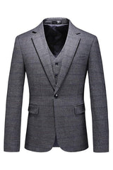 Elegant Gray Notch Lapel Three-Piece Men's Business Suit