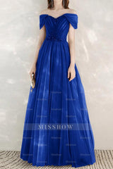 Elegant Infinity Tulle Off the Shoulder Sweetheart Long Formal Dress With Sequins
