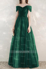 Elegant Infinity Tulle Off the Shoulder Sweetheart Long Formal Dress With Sequins