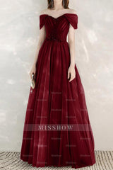 Elegant Infinity Tulle Off the Shoulder Sweetheart Long Formal Dress With Sequins