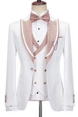 Elegant Ivory Peak Lapel Three-Piece Prom Suit