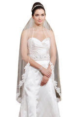 Elegant Lace Applique Edge Wedding Veils