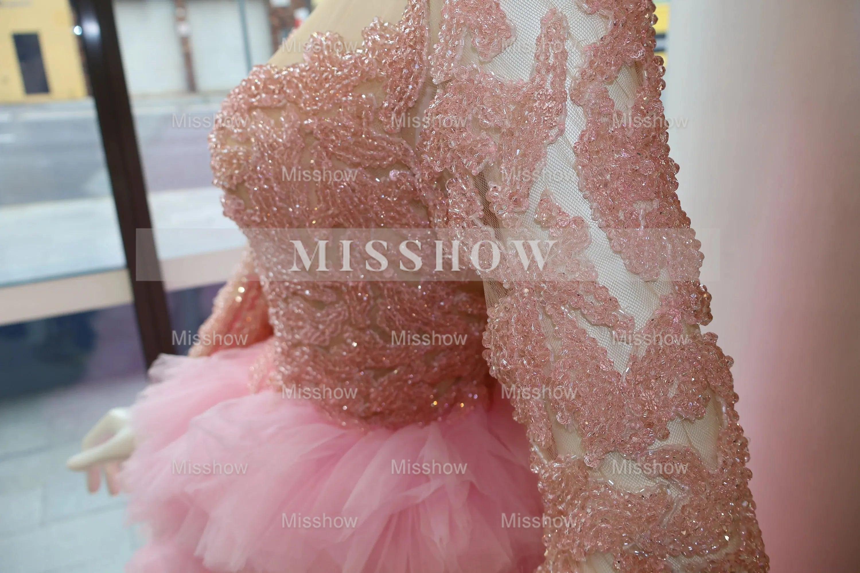 Elegant Long Black Beaded Bodice Tulle Ball Gown Evening Dress with Slit and Ruffles