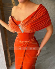 Elegant Long Mermaid One Shoulder Sleeveless Prom Dress With Slit