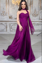 Elegant Long Purple A-line Strapless Laced-up Prom Evening Dresses