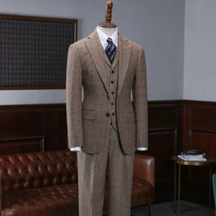 Elegant Mocha Notched Lapel Three-Piece Prom Attire