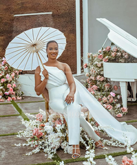 Elegant One-Shoulder White Pleated Long Jump Suit