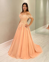 Elegant Pink A-Line Strapless Off-The-Shoulder Sleeveless Tulle Floor-Length Mother of the Bride Dress With Appliques