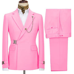 Elegant Pink Slim Fit Notched Lapel Formal Business Men’s Suits