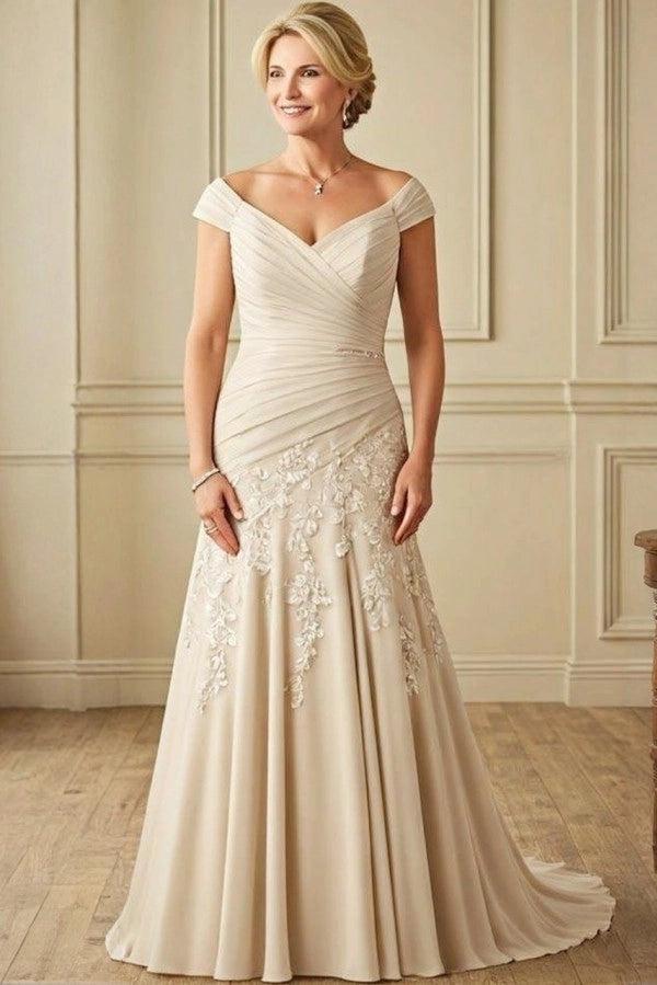 Elegant Portrait Sleeveless A-Line Mother Of The Bride Dress with Appliques