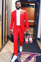Elegant Red Peak Lapel One Button Men’s Prom Suits