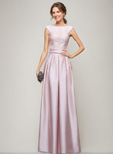 Elegant Scoop Sleeveless A-line Princess Floor-Length Mother Of the Bride Dresses with Lace & Pleats