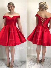Elegant Short A-line Sweetheart Sleeveless Ruffles Satin Homecoming Dresses