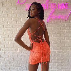 Elegant Short Orange Spaghetti Straps Sexy Sleeveless Homecoming Dress