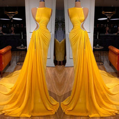 Elegant Sleeveless Long Mermaid Prom Evening Dresses With Slit