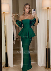Elegant Strapless Floor-Length Evening Dresses with Ruffled Sheath/Column Design