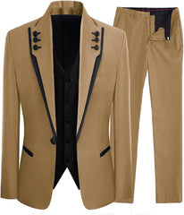 Elegant Tan Shawl Lapel Three Piece Men's Prom Attire