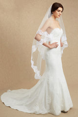 Elegant Two Tiered Veil for Bridal Women Wedding Veils With Lace