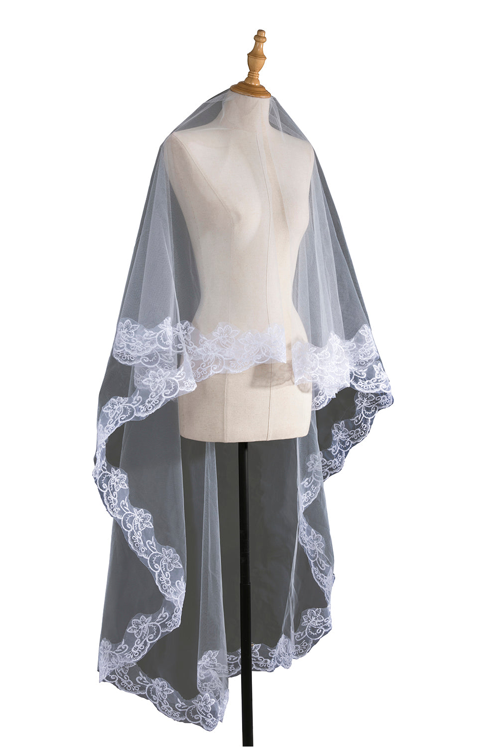 Elegant Two Tiered Veil for Bridal Women Wedding Veils With Lace