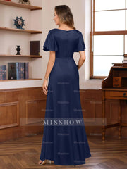 Elegant V-Neck A-Line Floor-Length Mother of the Bride Dress with Beadings and Sequins