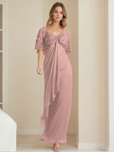Elegant V-Neck A-Line Mother of the Bride Dress with Appliques Ankle-Length