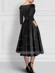 Elegant V-Neck A-Line Princess Tea-Length Mother of the Bride Dresses with Appliques