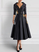 Elegant V-Neck A-Line Princess Tea-Length Mother of the Bride Dresses with Appliques