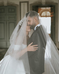 Elegant White Ball Gown Strapless Off-The-Shoulder Sleeveless Beaded Cathedral Train Satin Wedding Dress With Peals