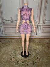 Enchanting Purple High-Neck Beaded Sleeveless Homecoming Dress Zipper Column Tulle Short Mini Dresses With Rhinestones