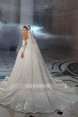 Enchanting White Strapless Lace Sleeveless Sequined Ball Gown Sweep Train Satin Wedding Dresses