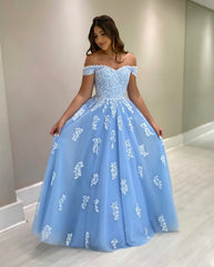 Fabulous Blue A-Line Sweetheart Off-The-Shoulder Lace Sleeveless Tulle Floor-Length Mother of the Bride Dress