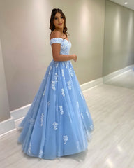 Fabulous Blue A-Line Sweetheart Off-The-Shoulder Lace Sleeveless Tulle Floor-Length Mother of the Bride Dress