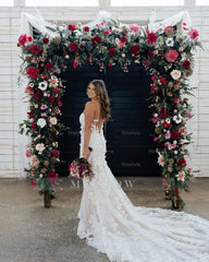 Fabulous Ivory Mermaid Spaghetti Straps Sleeveless Lace Chapel Train Wedding Dress With Appliques