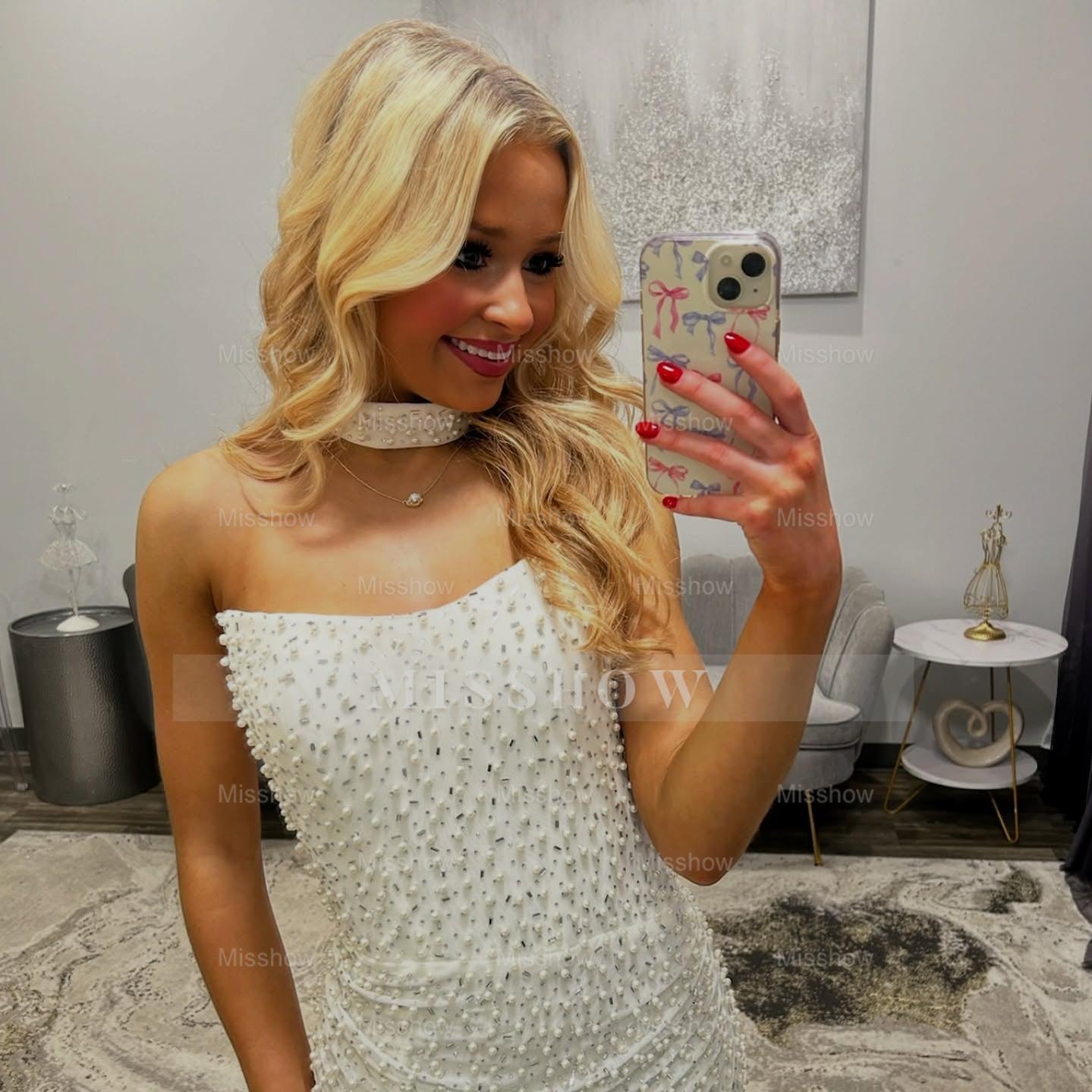 Fabulous Long Black Mermaid Strapless Beaded Prom Dress with Slit