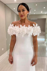 Fabulous Mermaid Satin Off-The-Shoulder Sleeveless White Wedding Dress