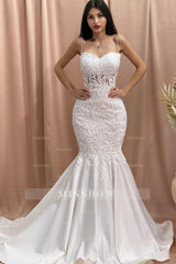 Fabulous Mermaid Sweetheart Sleeveless Appliques Tulle Satin Wedding Dresses