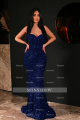 Fabulous Mermaid Sweetheart Sleeveless Rhinestone Sequined Prom Dress