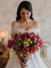 Fabulous White A-Line Lace Off-The-Shoulder Sleeveless Tulle Wedding Dresses
