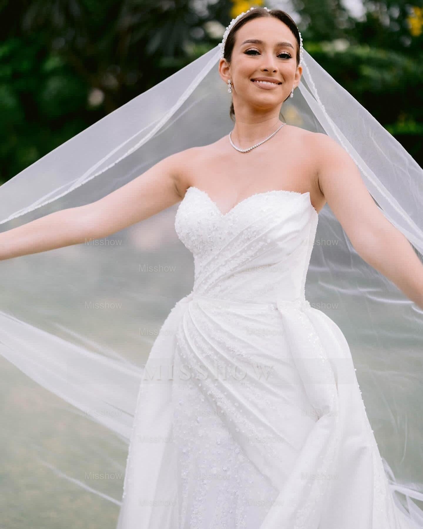 Fabulous White Column Sweetheart Sleeveless Beaded Detachable Train Satin Wedding Dress With Ruffles