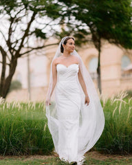 Fabulous White Column Sweetheart Sleeveless Beaded Detachable Train Satin Wedding Dress With Ruffles